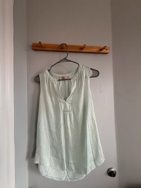 LOFT Pale Mint Sleeveless V-Neck Blouse